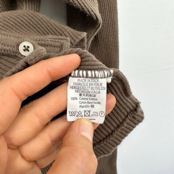 ⛔️SOLD⛔️Brandy Melville Brown Ribbed Long Sleeve 100% Cotton Round Neck Cropped - Picture 6 of 7